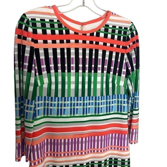 Eliza J Shift Dress Geometric Multicolor Abstract Print Long Sleeve US 4 Small - Picture 2 of 7